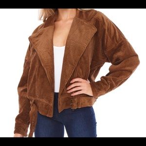 Tan Corduroy Moto Jacket
